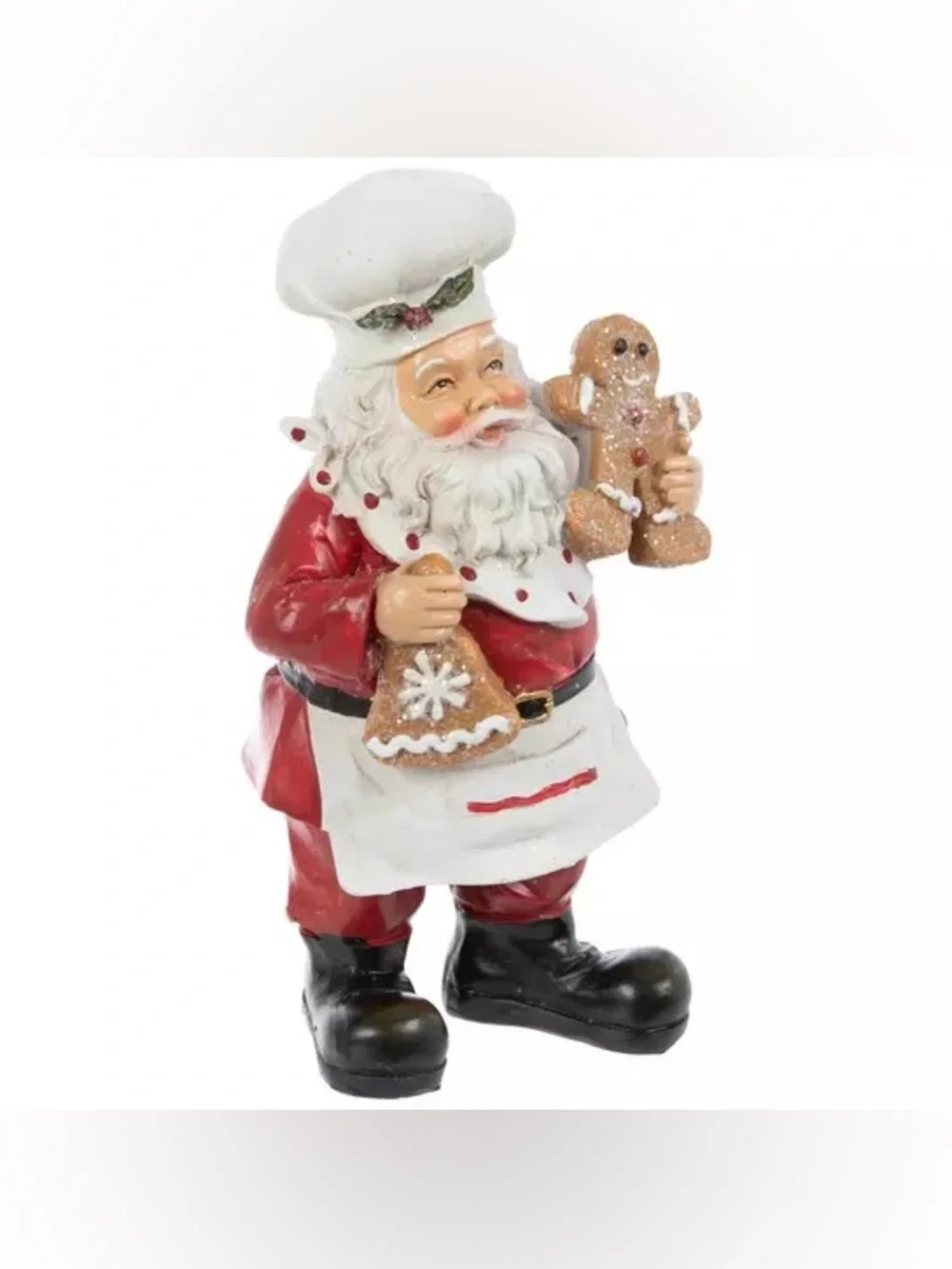 (2) Baker Santa Claus Holding Cookies Figurine